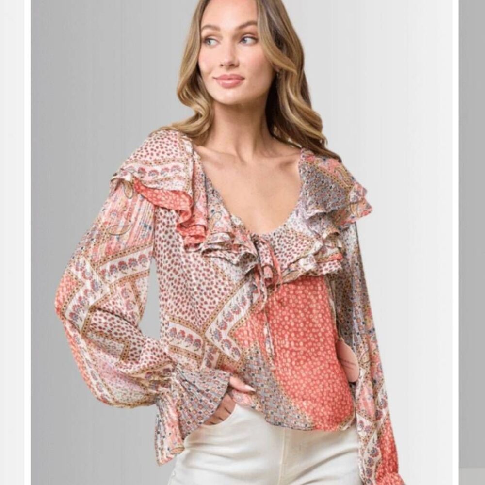 Saints & Hearts Ruffled Boho Top